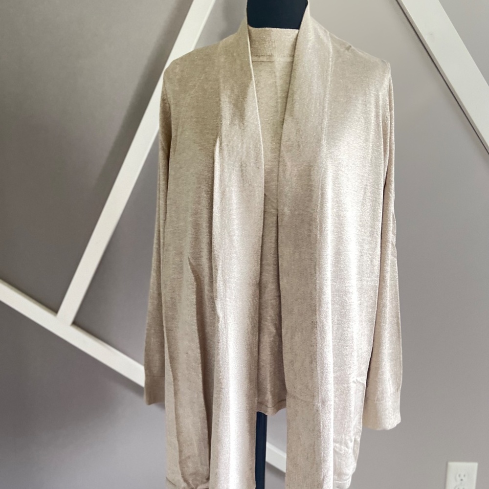 CHICO'S SPARKLE HOLLIE GOLD LUREX CARDIGAN